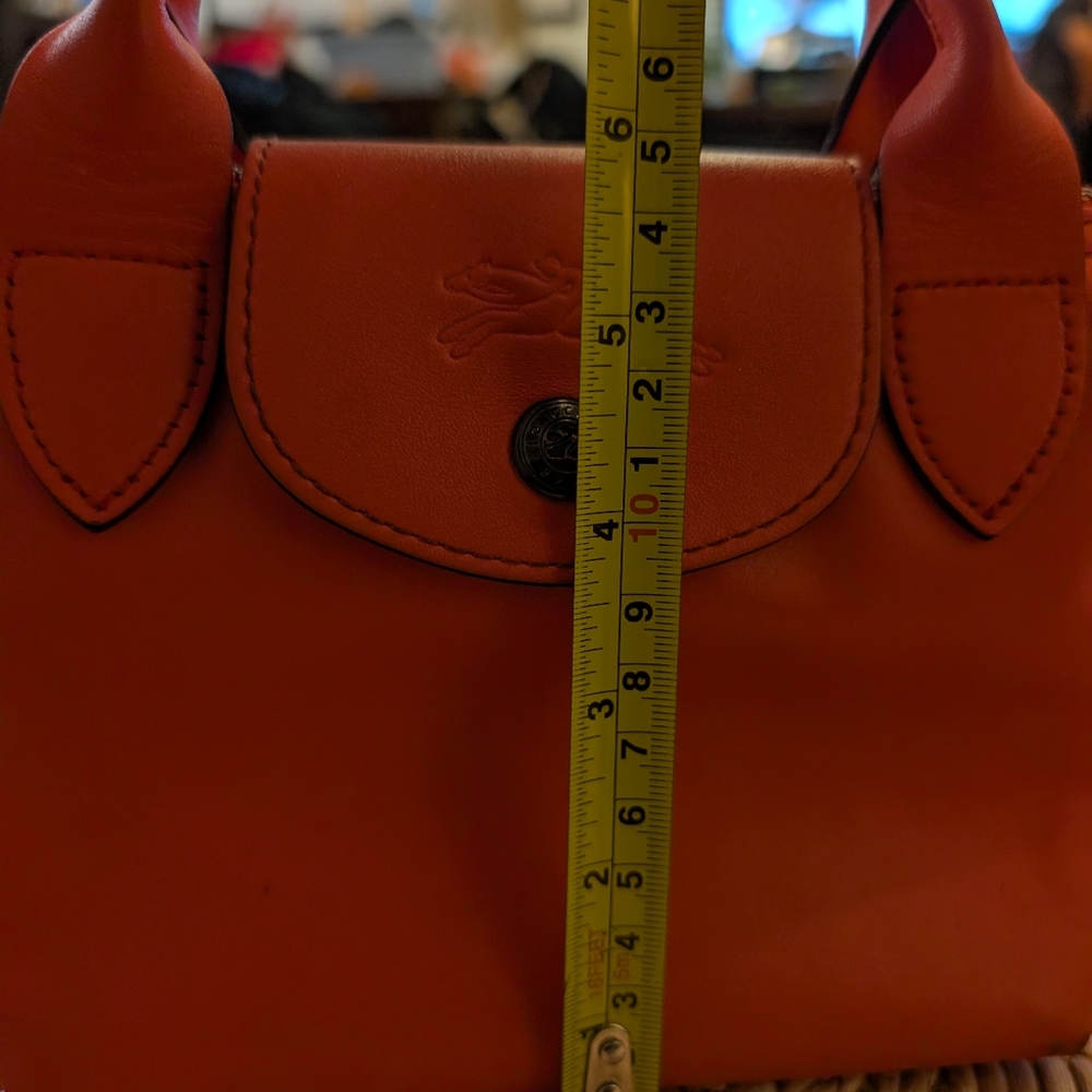 longchamp XS Le Pliage (Cuir/Leather) In Coral - Picture 15 of 16